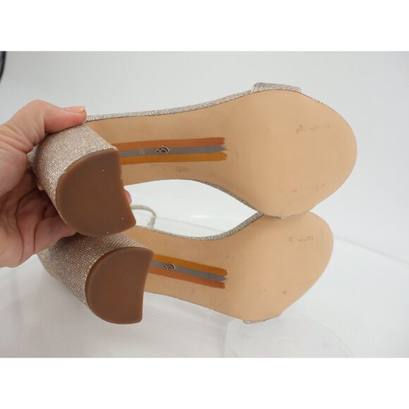 Sam Edelman Womens Yaro Sandals Ankle Strap Block Heel Gold Shimmer Size 10 Prom - Picture 9 of 12